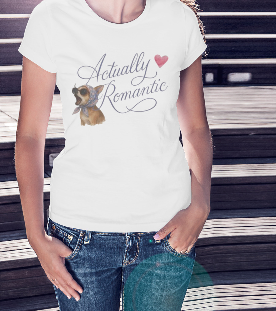 Actually Romantic Dog Sunglasses Heart Scarf T-Shirt