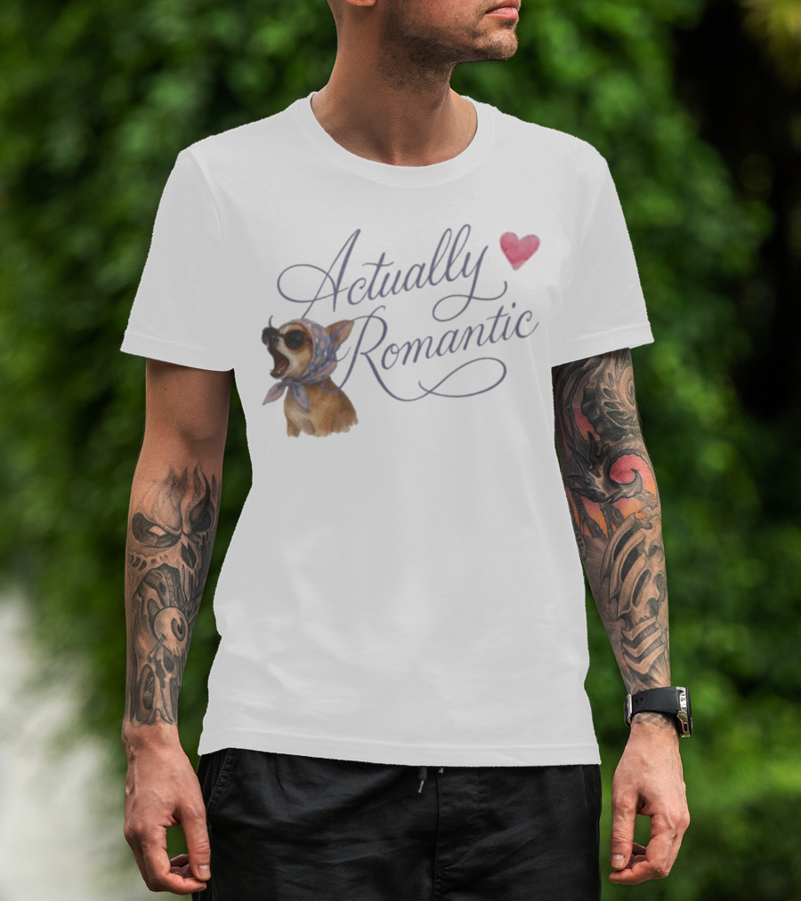 Actually Romantic Dog Sunglasses Heart Scarf T-Shirt