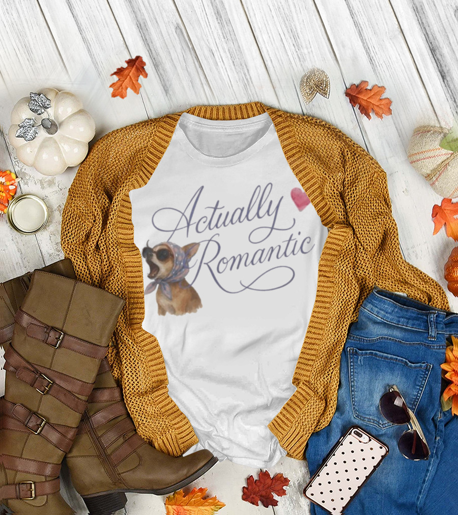 Actually Romantic Dog Sunglasses Heart Scarf T-Shirt