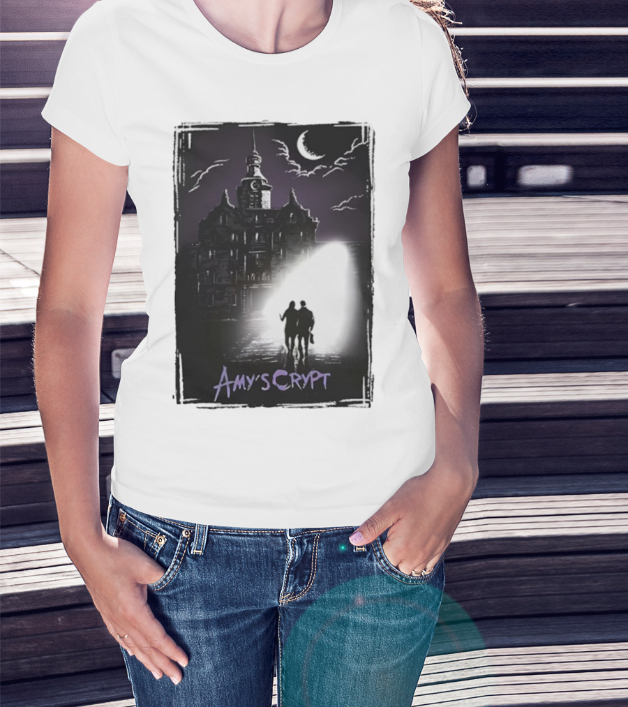 Amy's Crypt Haunted Mansion Moonlit Silhouette Halloween 2025 T-Shirt