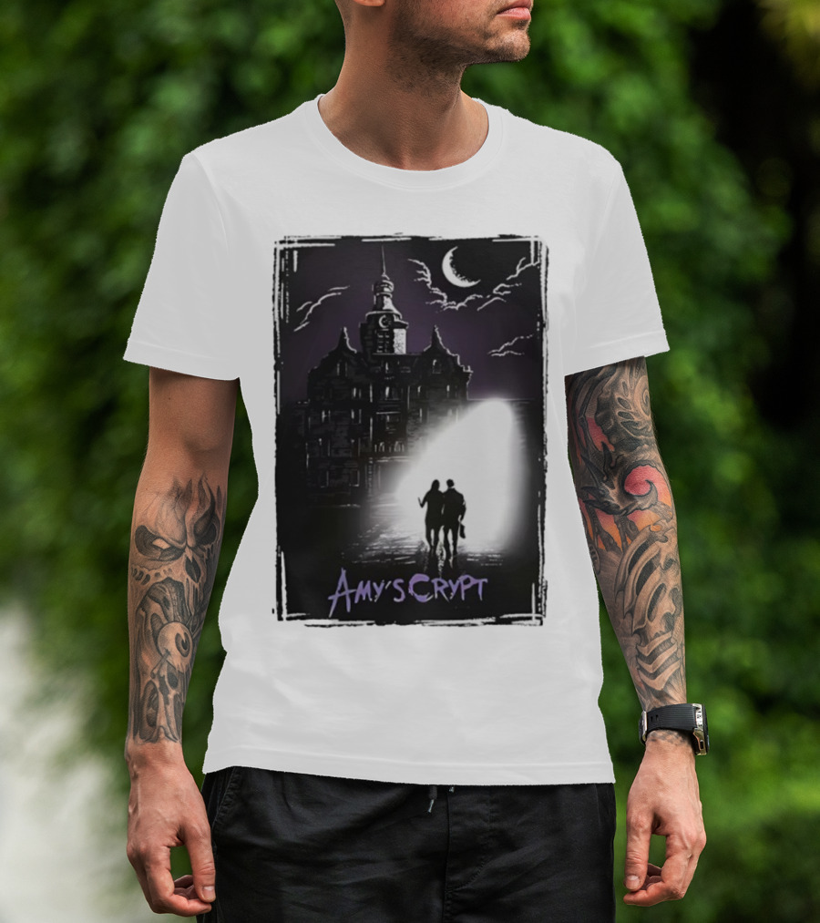 Amy's Crypt Haunted Mansion Moonlit Silhouette Halloween 2025 T-Shirt