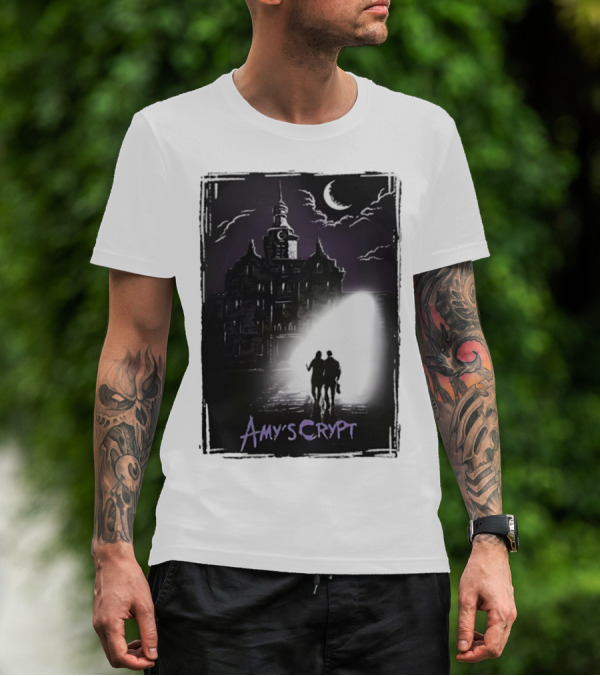 Amy's Crypt Haunted Mansion Moonlit Silhouette Halloween 2025 T-Shirt