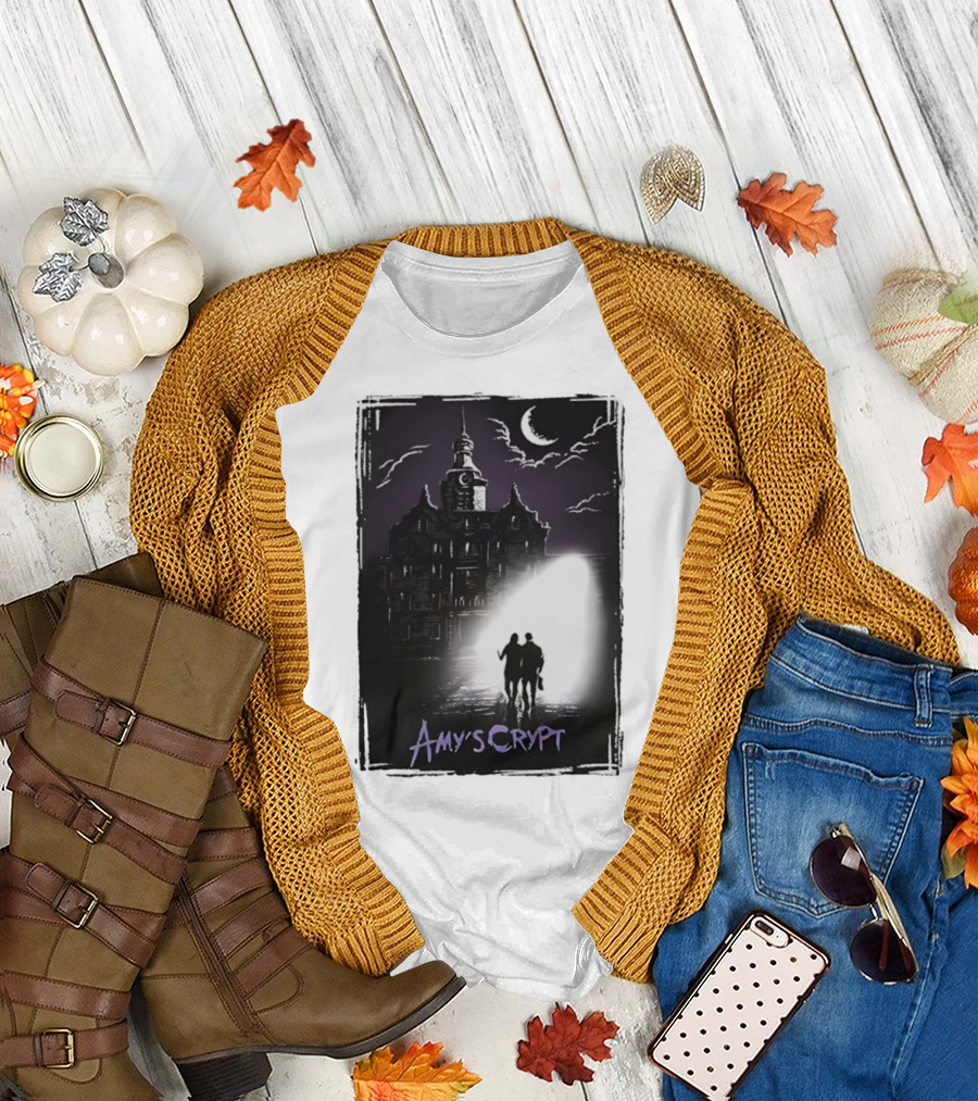 Amy's Crypt Haunted Mansion Moonlit Silhouette Halloween 2025 T-Shirt