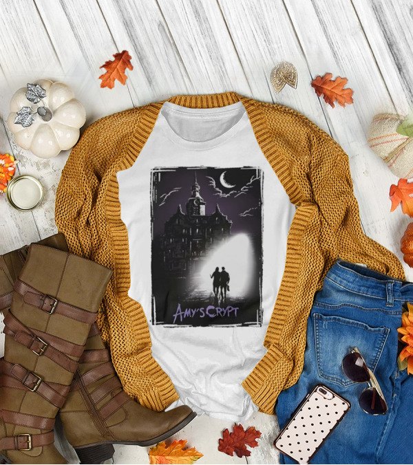 Amy's Crypt Haunted Mansion Moonlit Silhouette Halloween 2025 T-Shirt
