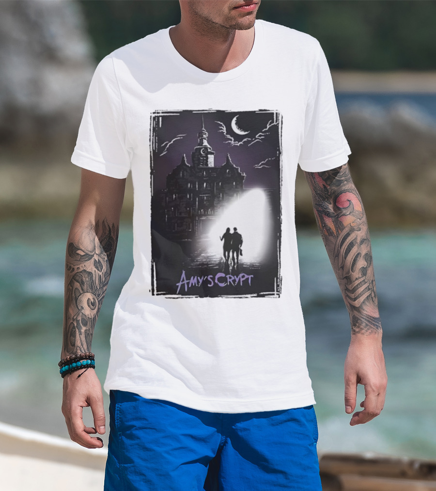 Amy's Crypt Haunted Mansion Moonlit Silhouette Halloween 2025 T-Shirt