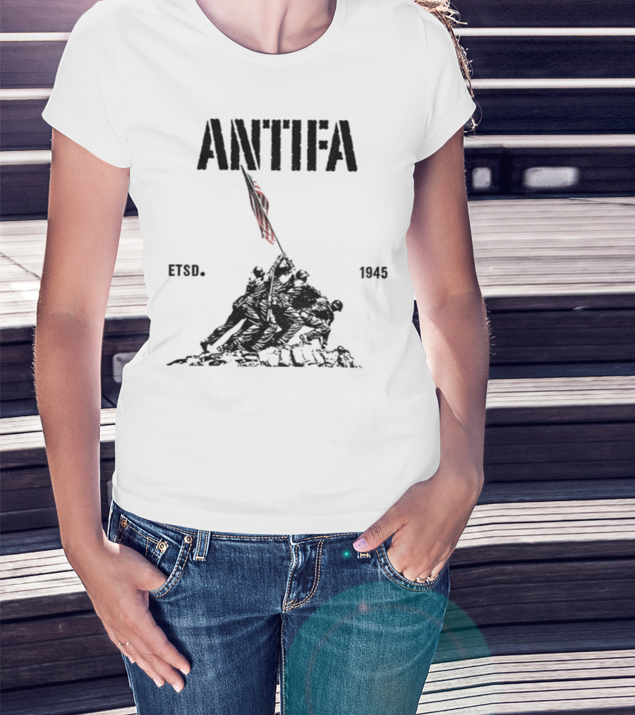 Antifa Estd 1945 Pro Democracy Liberal Protest Red Flag Symbolism T-Shirt