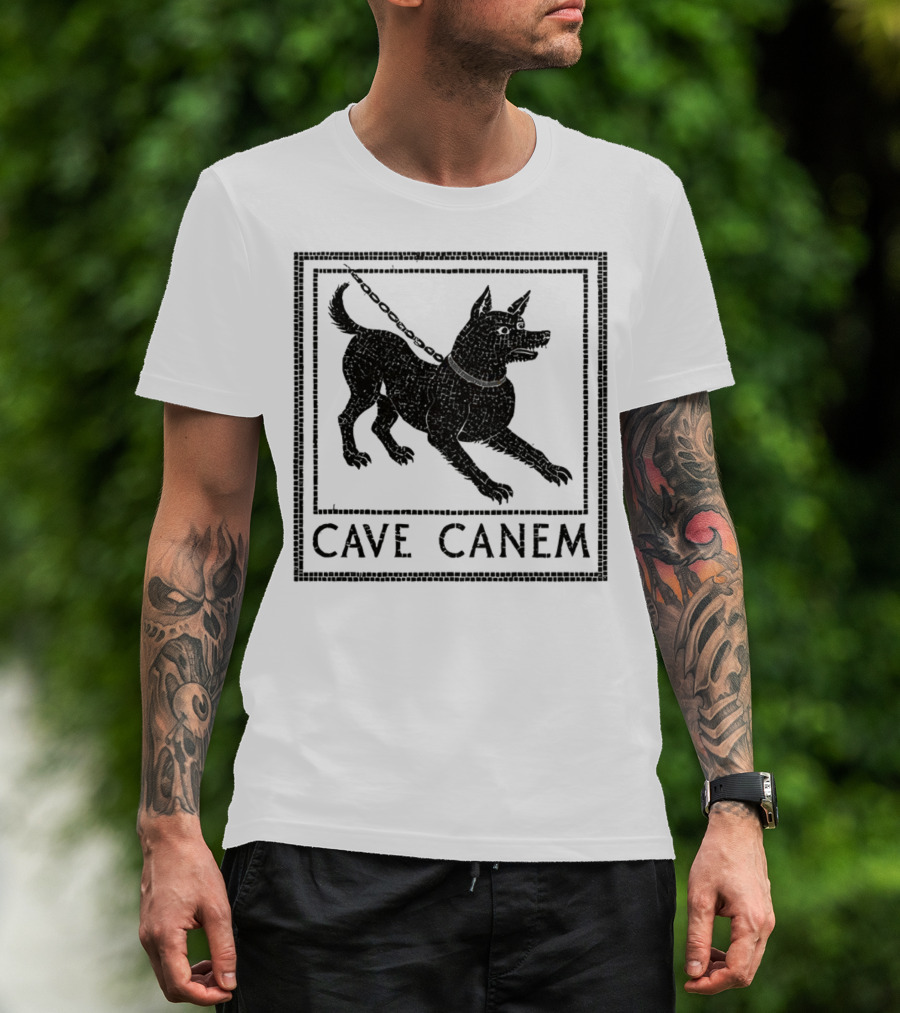 Cave Canem Ancient Pompeii Beware Of Dog Mosaic T-Shirt