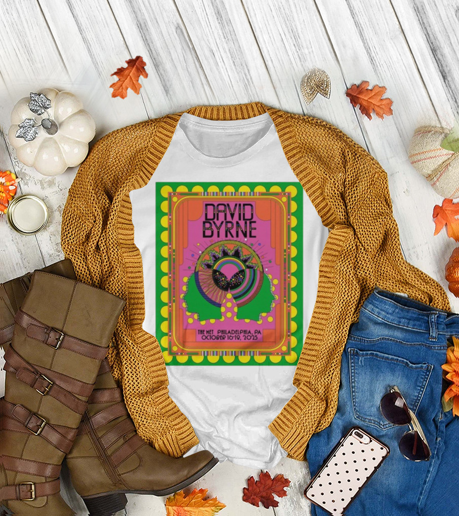 David Byrne The Met Philadelphia PA October 16-18 2025 Psychedelic Event T-Shirt