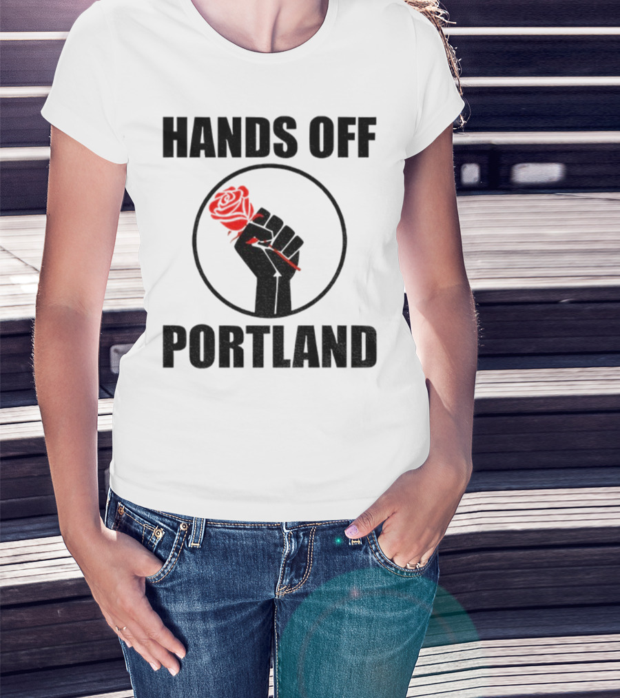 Hands Off Portland Rose Fist Symbol T-Shirt