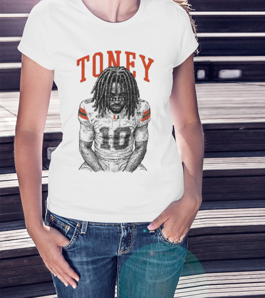 Toney Gabos Miami Hurricanes Number 10 Football Art T-Shirt