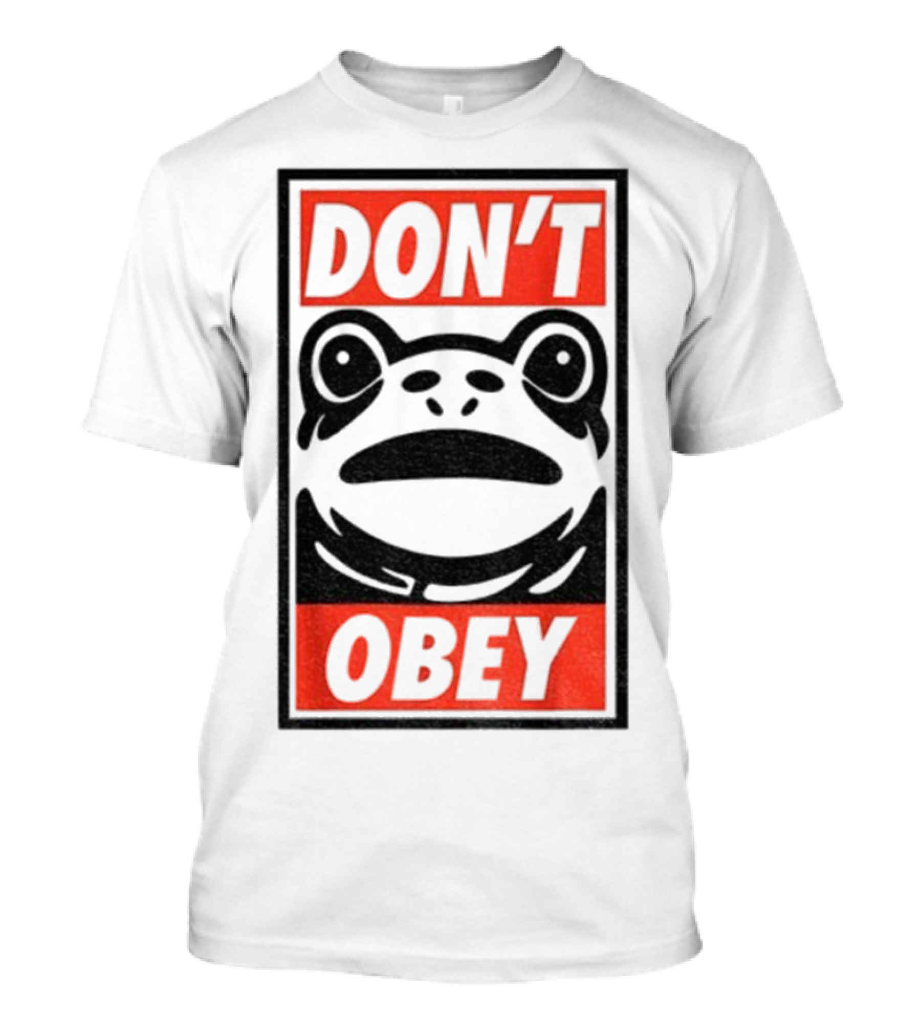 Portland Frog Don't Obey Red Black Text T-Shirt