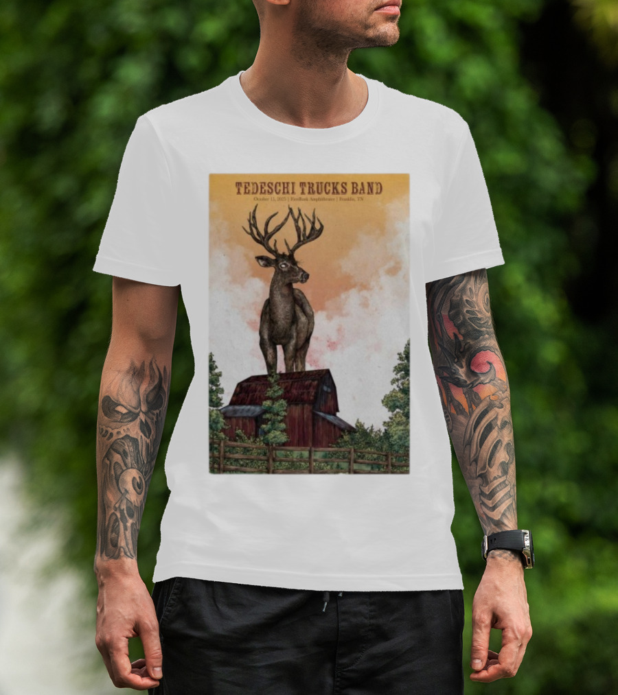 Tedeschi Trucks Band October 15 2025 FirstBank Amphitheater Franklin TN Deer On Barn T-Shirt