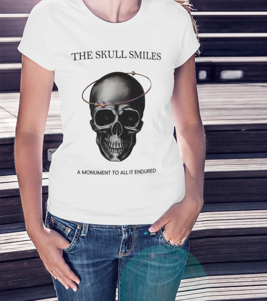 The Skull Smiles A Monument To All It Endured With Planetary Orbit Halo T-Shirt