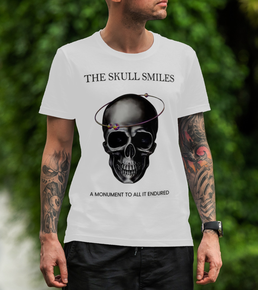 The Skull Smiles A Monument To All It Endured With Planetary Orbit Halo T-Shirt