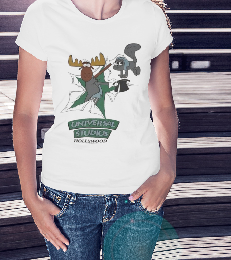 Universal Studios Hollywood Vintage 90s Moose And Squirrel Characters T-Shirt