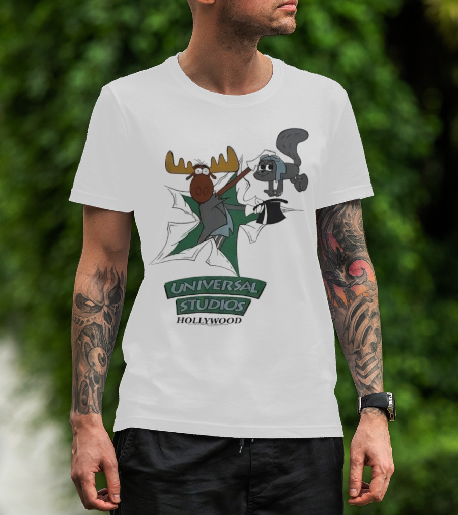 Universal Studios Hollywood Vintage 90s Moose And Squirrel Characters T-Shirt