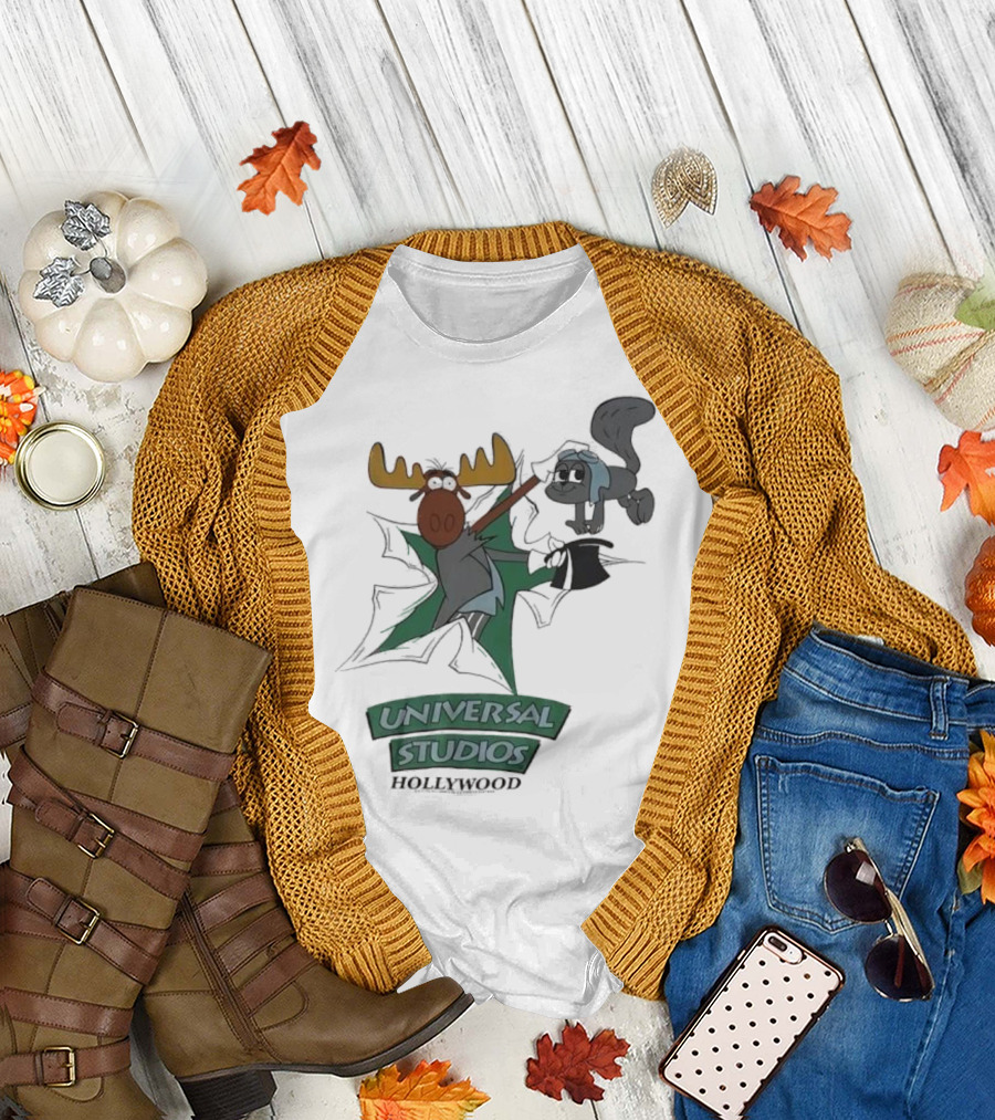 Universal Studios Hollywood Vintage 90s Moose And Squirrel Characters T-Shirt