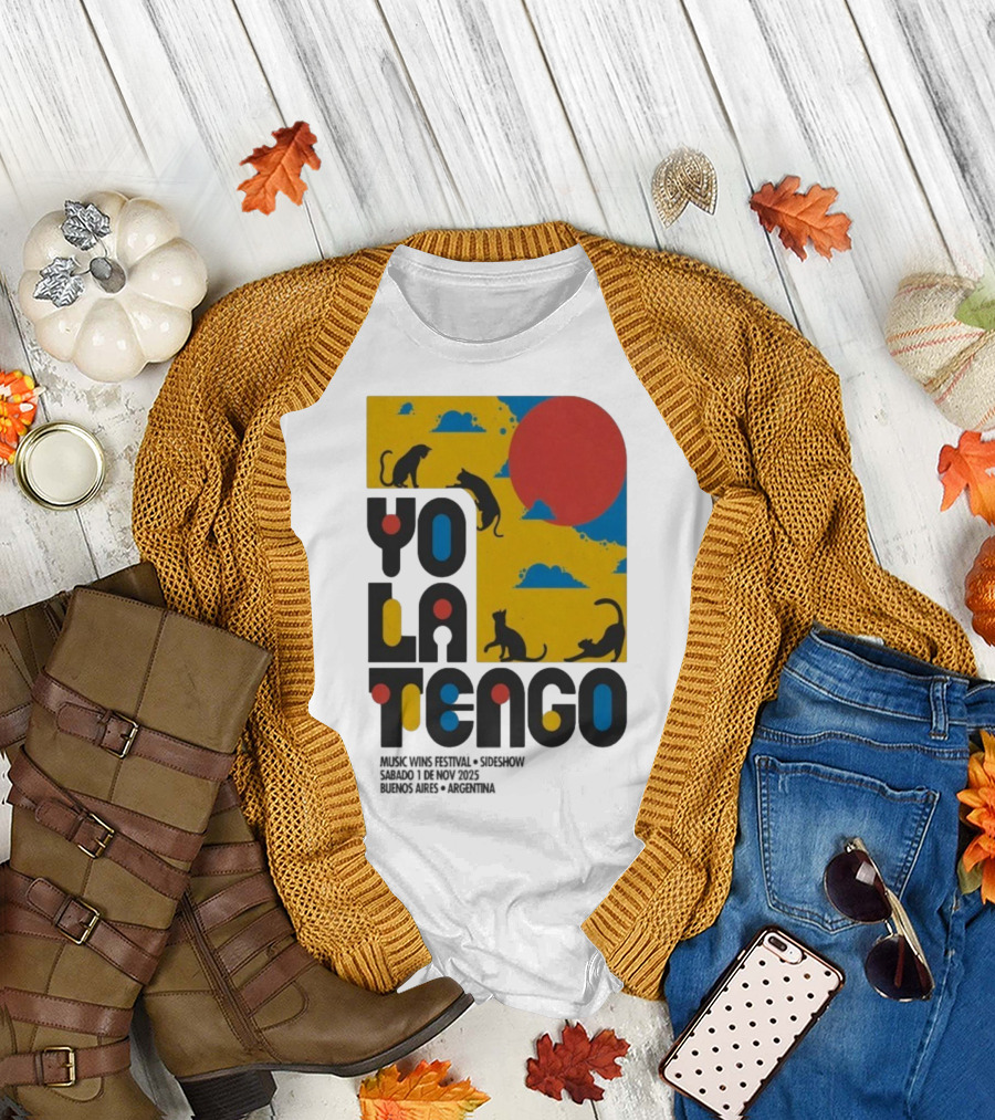 Yo La Tengo Cats and Sun Graphic 11.1.2025 Music Wins Festival Buenos Aires Argentina T-Shirt