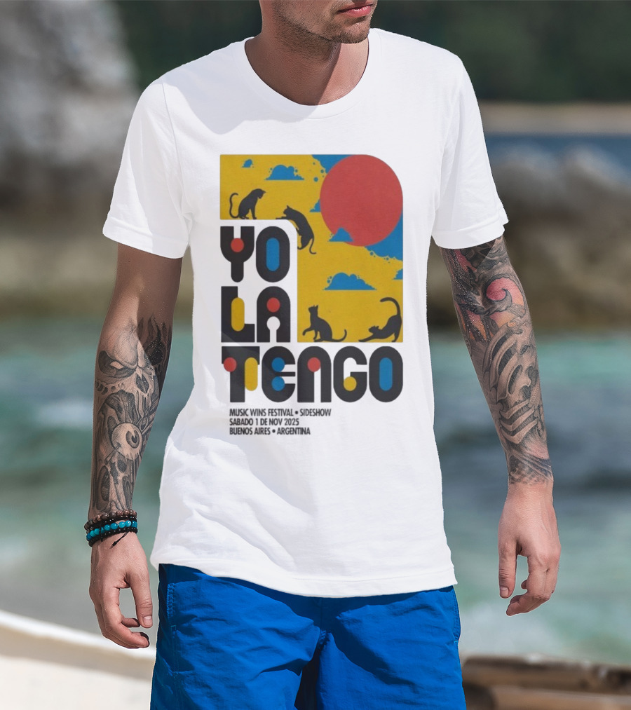 Yo La Tengo Cats And Sun Graphic 11.1.2025 Music Wins Festival Buenos Aires Argentina T-Shirt