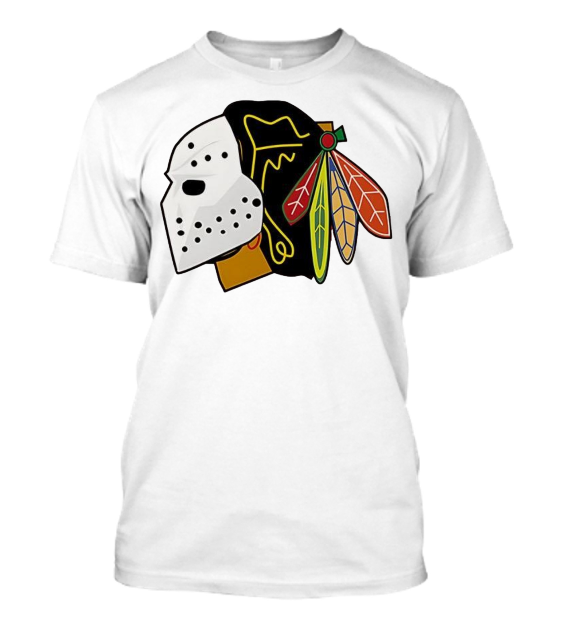 Chicago Blackhawks Hockey Mask Team Colors T-Shirt