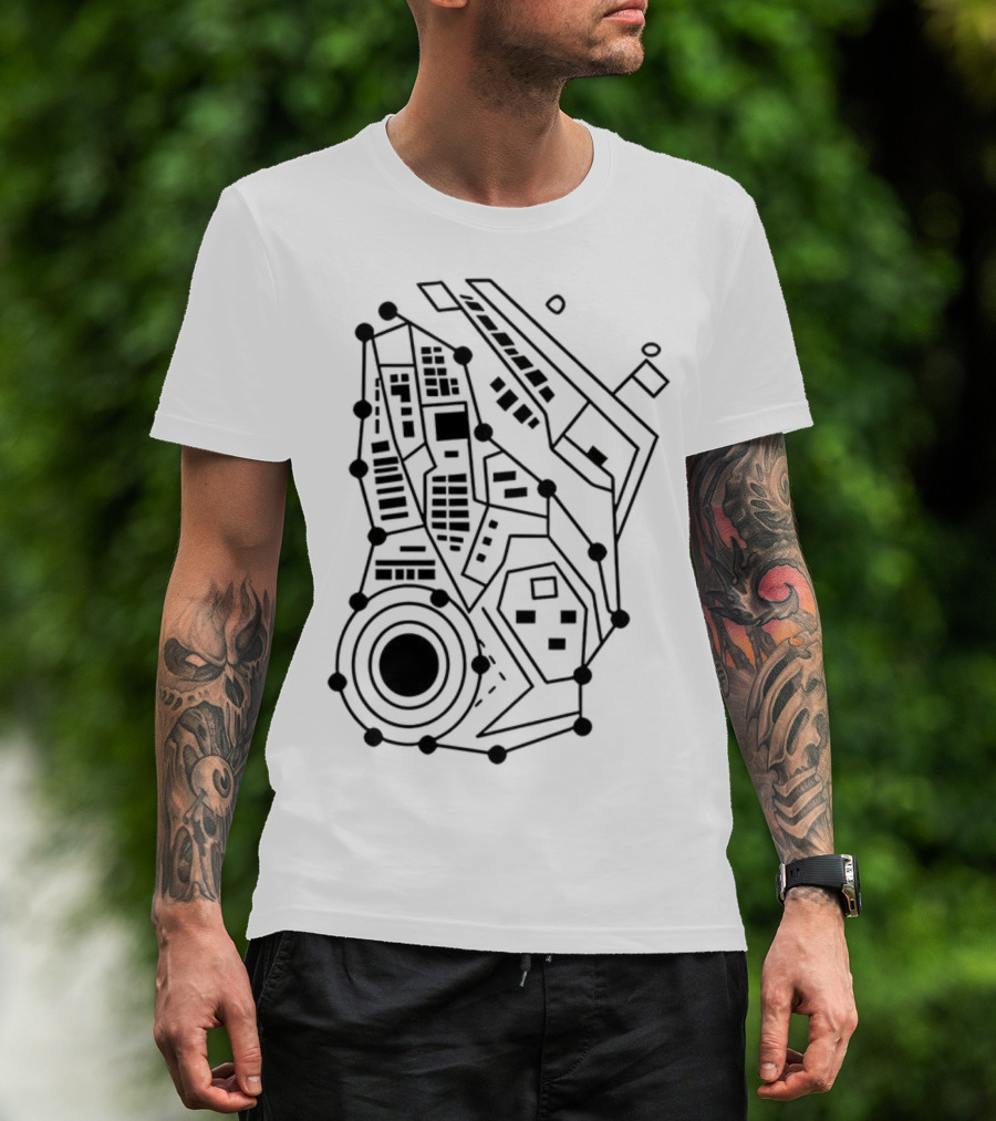 Circuit Board Pattern Tech-Inspired Circuitry T-Shirt