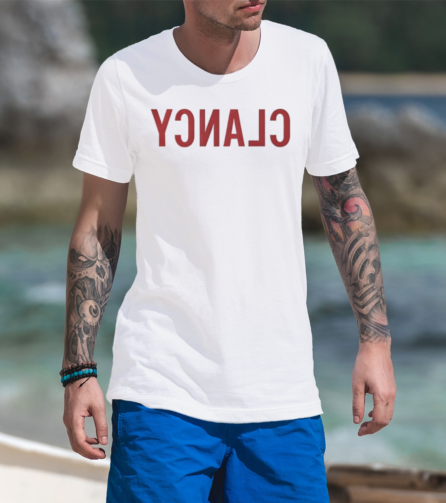CLANCY Reverse Text Bold Red T-Shirt