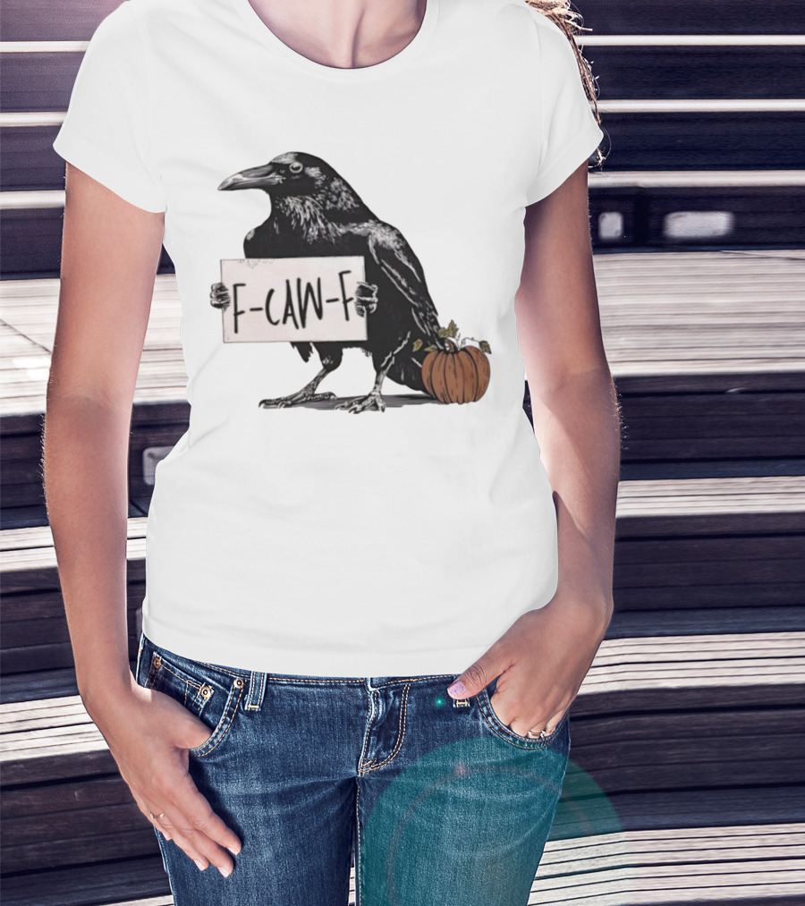 F Caw F Anti Fascism Crow Halloween Raven Pumpkin T-Shirt