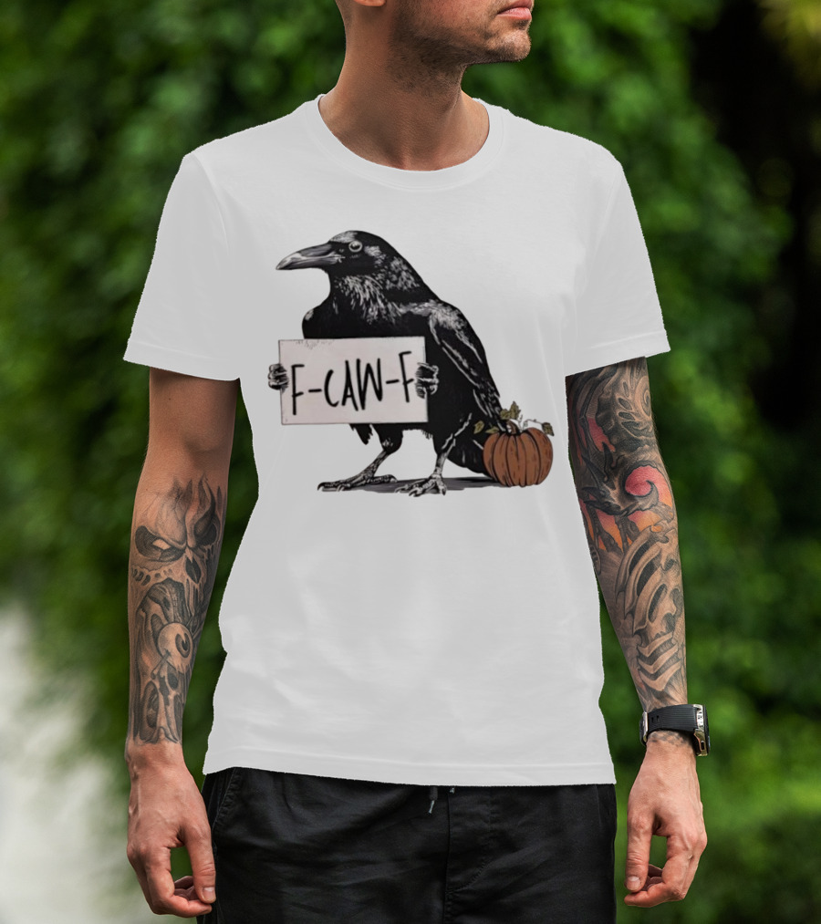 F Caw F Anti Fascism Crow Halloween Raven Pumpkin T-Shirt