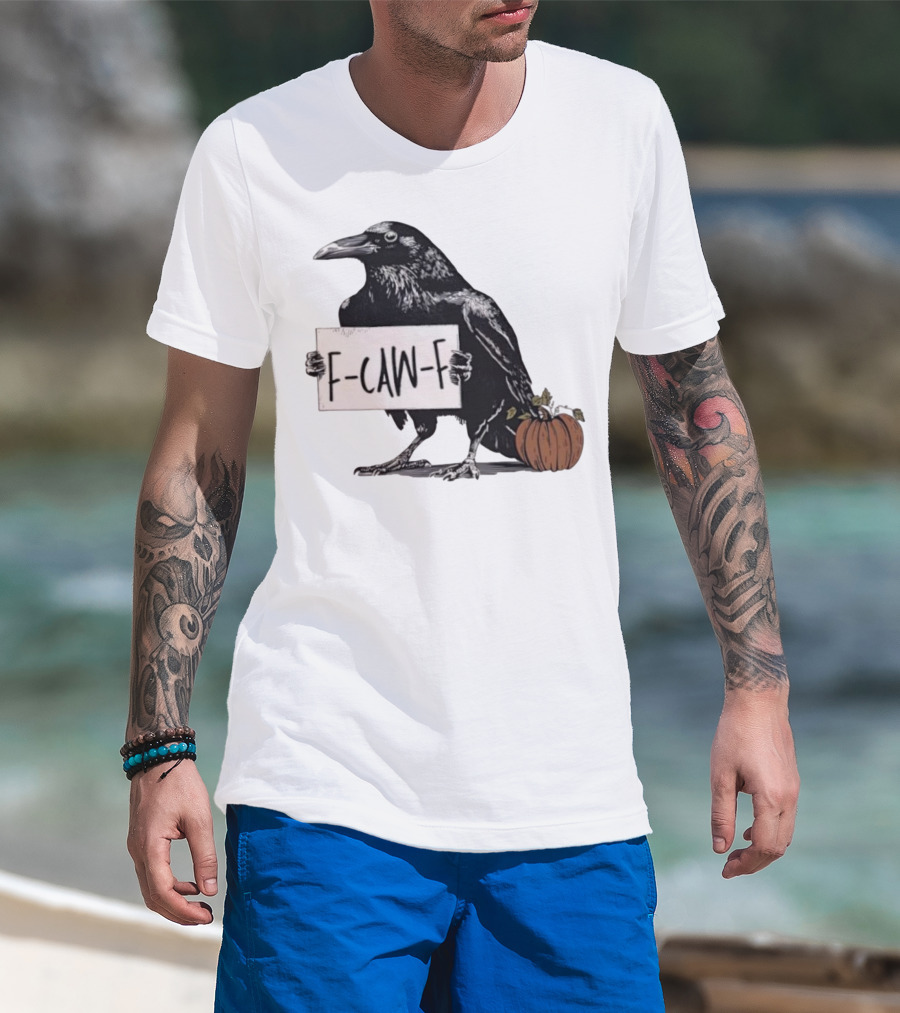 F Caw F Anti Fascism Crow Halloween Raven Pumpkin T-Shirt