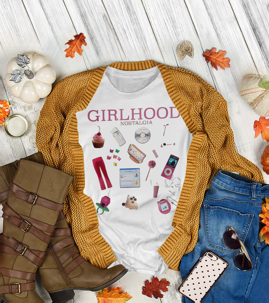 Girlhood Nostalgia 2000s Style Icons iPod Flip Phone Tamagotchi MSN Messenger Cupcake T-Shirt