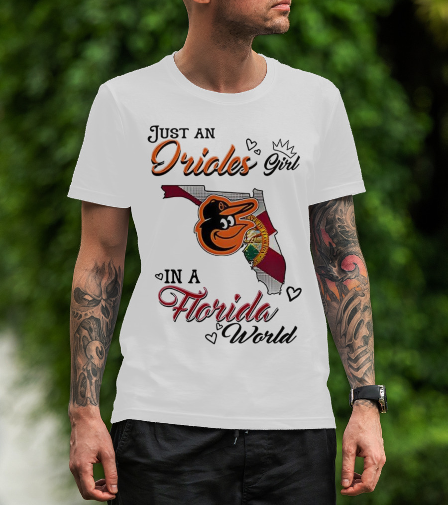 Baltimore Orioles Fan In Florida With State Flag And Mascot T-Shirt
