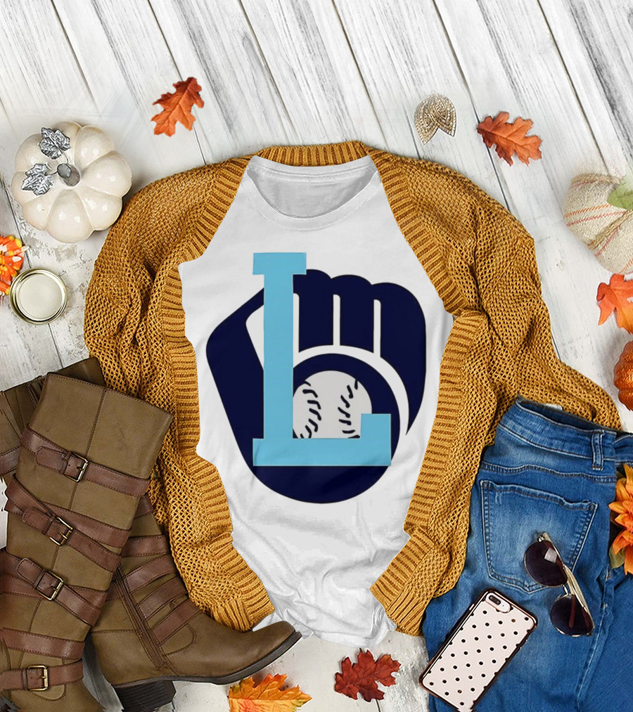 Milwaukee Brewers Baseball Glove L Monogram T-Shirt