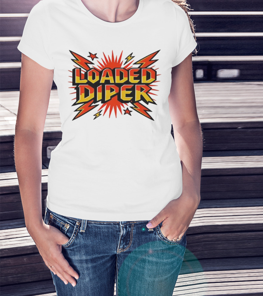 Loaded Diper Band Logo Comic Book Style Explosion Graphic T-Shirt