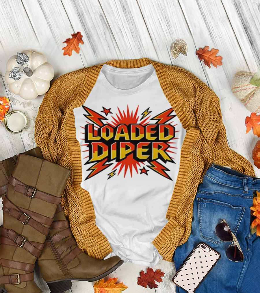 Loaded Diper Band Logo Comic Book Style Explosion Graphic T-Shirt