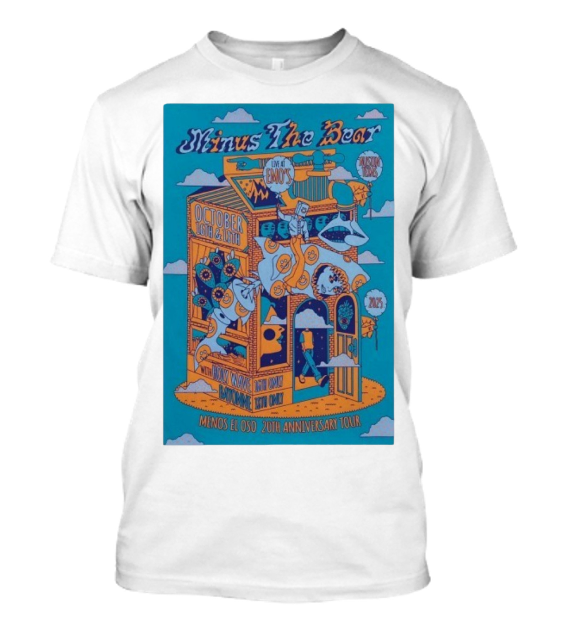 Minus The Bear Live At Emo's Austin Oct 16th & 18th 2025 Menos El Oso 20th Anniversary Tour T-Shirt