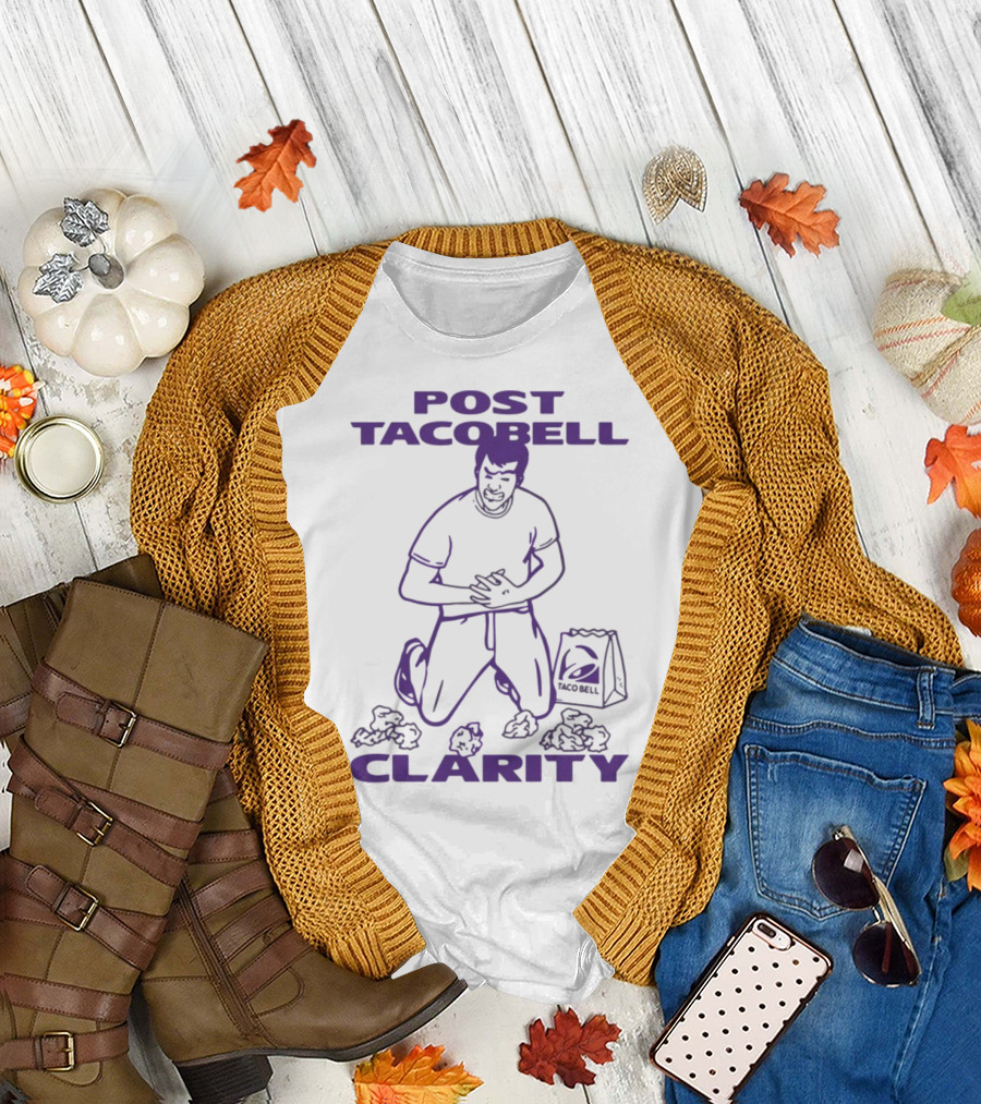 Post Taco Bell Clarity Funny Kneeling Figure with Taco Bell Bag T-Shirt