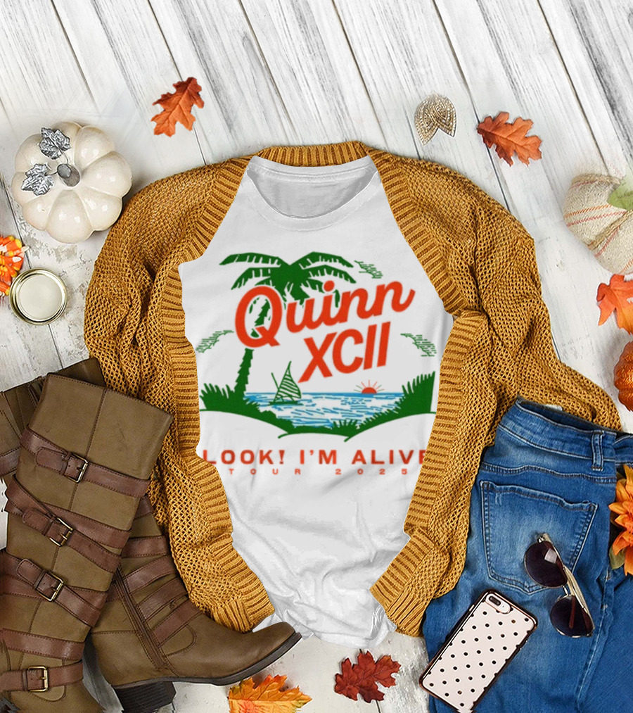 Quinn XCII Look! I’m Alive Tour 2025 Palm Trees Sunset Lake Scene T-Shirt
