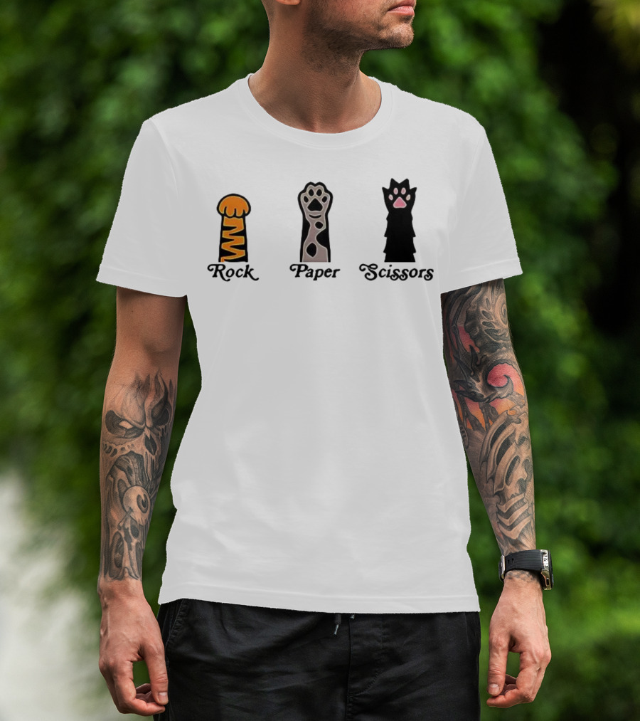 Rock Paper Scissors Cat Paw Love T-Shirt