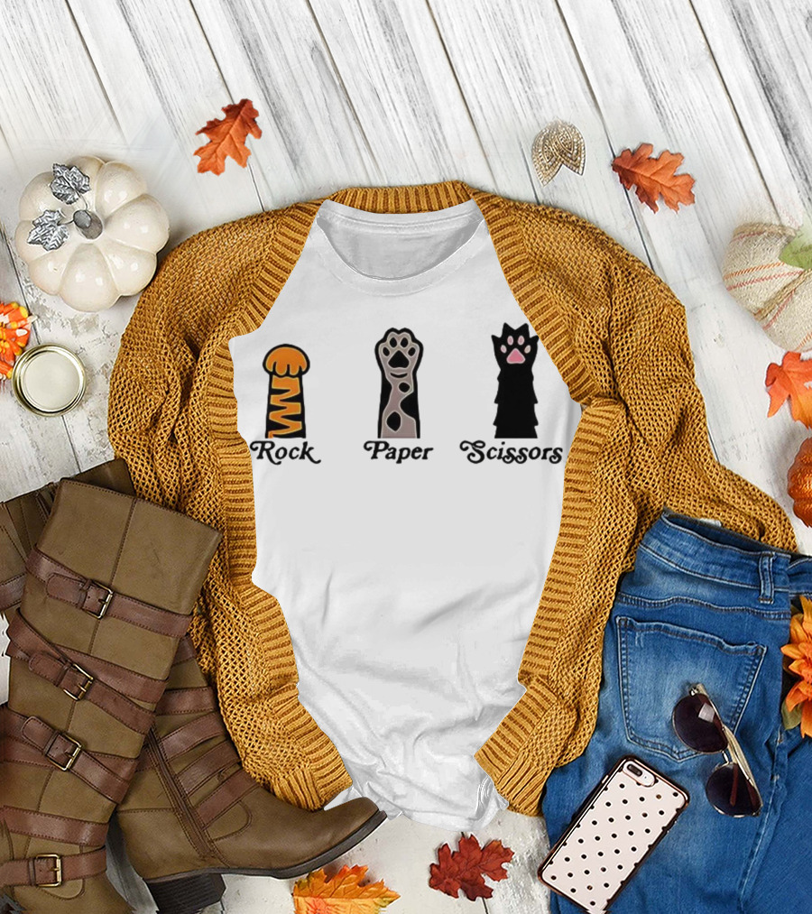 Rock Paper Scissors Cat Paw Love T-Shirt