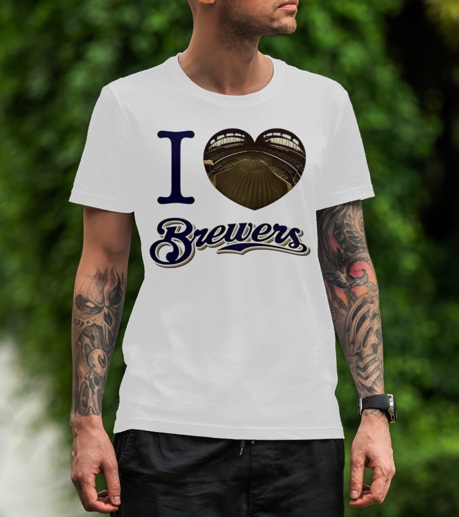 I Love Brewers Heart Stadium Milwaukee MLB T-Shirt
