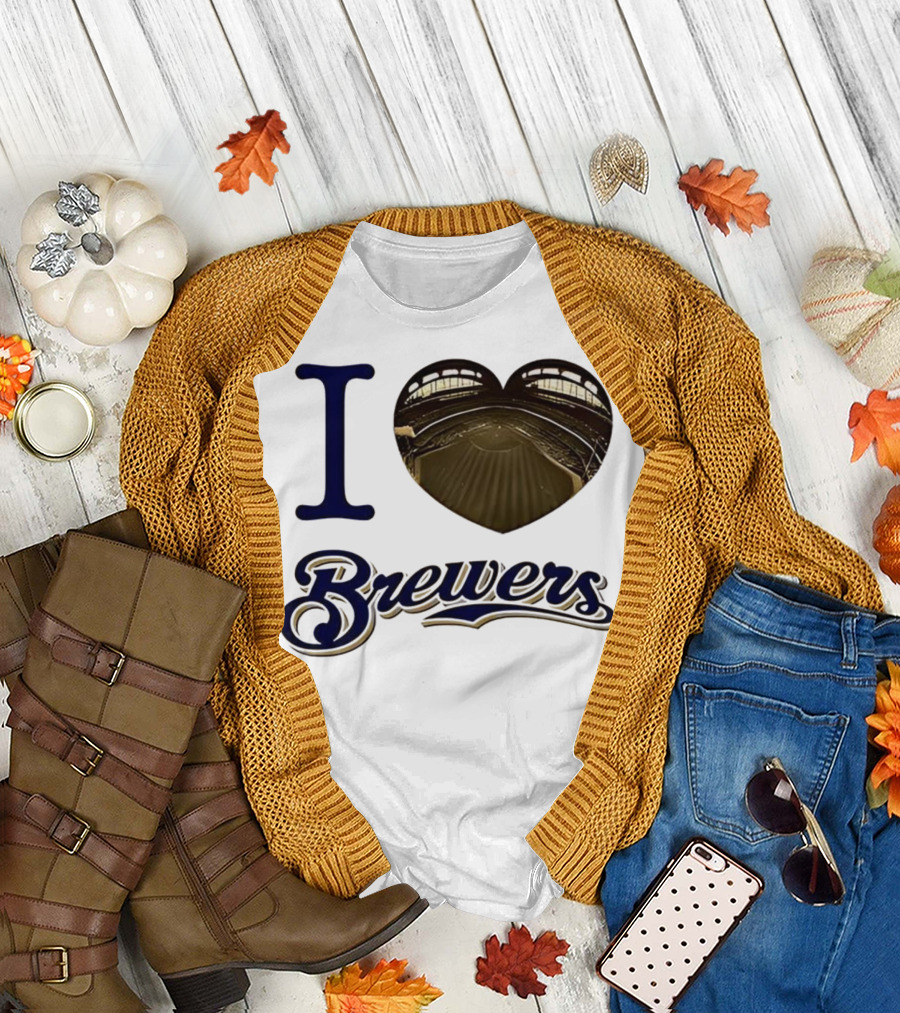 I Love Brewers Heart Stadium Milwaukee MLB T-Shirt