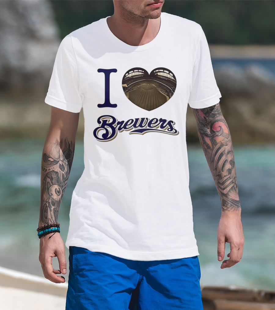 I Love Brewers Heart Stadium Milwaukee MLB T-Shirt
