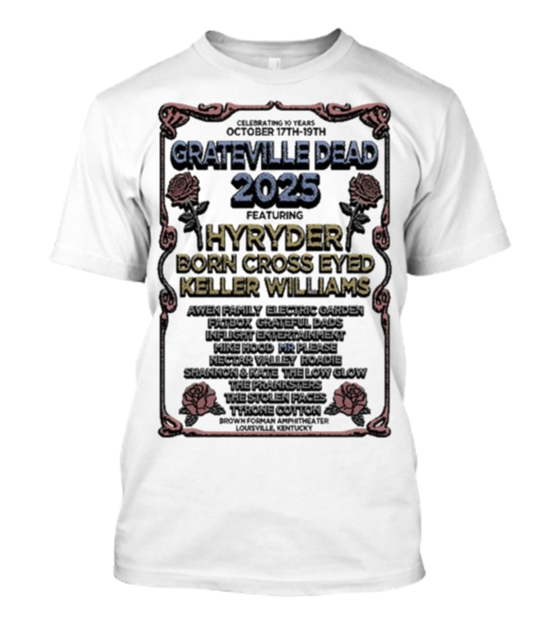 Grateville Dead 2025 Hyrÿder Born Cross Eyed Keller Williams Brown Forman Amphitheater Oct 17-19 T-Shirt