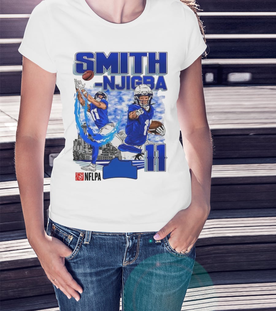 Seattle Seahawks Jaxon Smith-Njigba Skyline NFLPA 11 T-Shirt