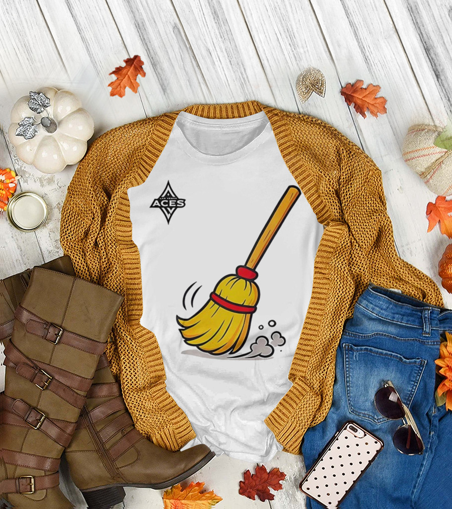 Las Vegas Aces Broom 2025 Championship Victory Sweep T-Shirt