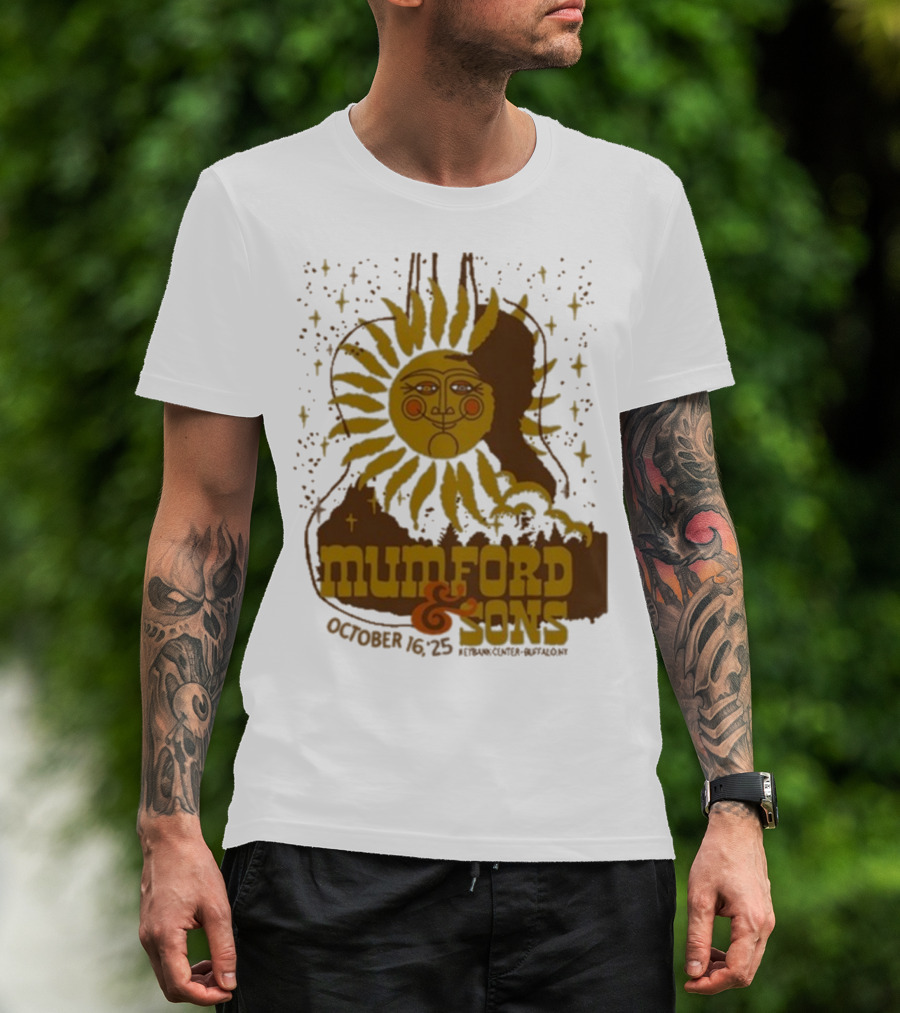 Mumford & Sons 2025 October 16 Pyramid Center Buffalo NY Sun Guitar T-Shirt