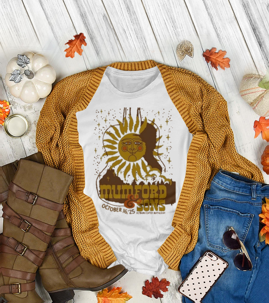 Mumford & Sons 2025 October 16 Pyramid Center Buffalo NY Sun Guitar T-Shirt