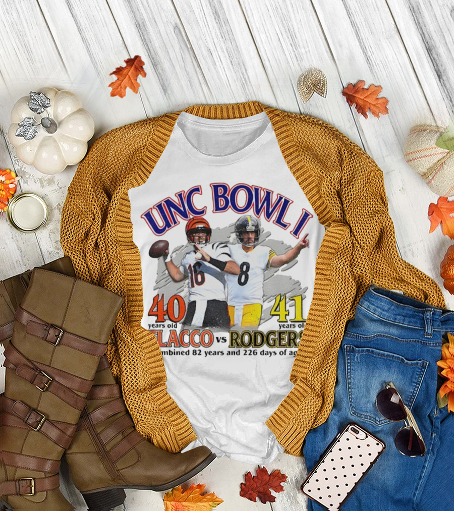 UNC Bowl I Joe Flacco 40 vs Aaron Rodgers 41 Combined 82 Years and 226 Days of Age T-Shirt