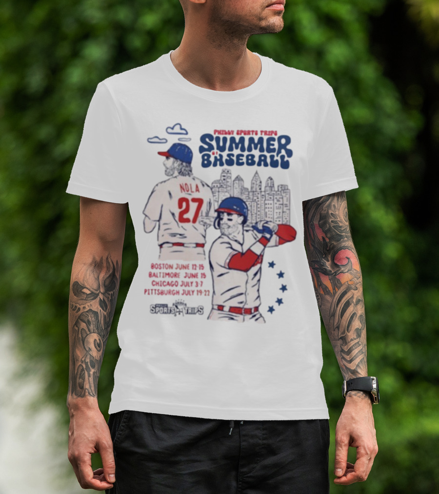 Philadelphia Phillies Aaron Nola Summer Baseball City Skyline T-Shirt
