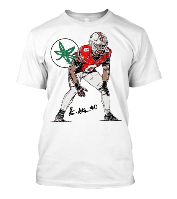 Sonny Styles Ohio State Buckeyes Football Number 0 Player With Signature And Leaf Symbol T-Shirt